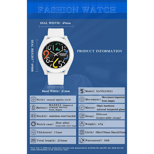 Sanda Watch Silikonrem Vattentät Watch Creative Simple Girl Watch 2023 Nytt mode Vit Casual Quartz Clock 9021 Red