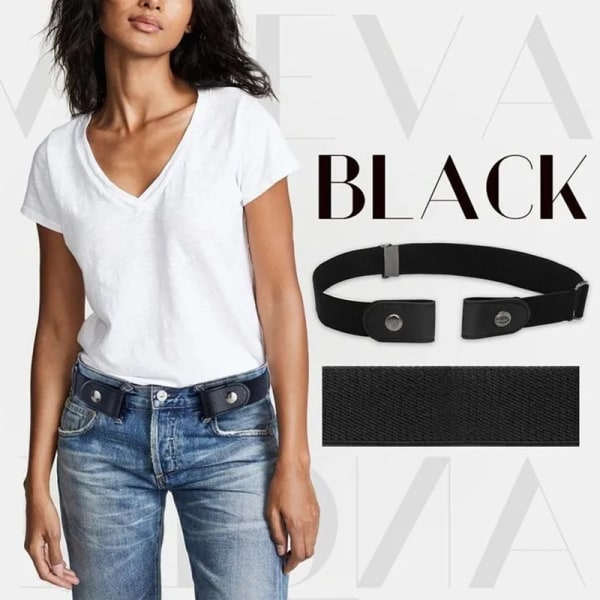 Spännefritt osynligt midjebälte Bekvämt elastiskt Justerbart Lazy Black Seamless Enkel Tight Midjeband Modeaccessoarer black 100cm