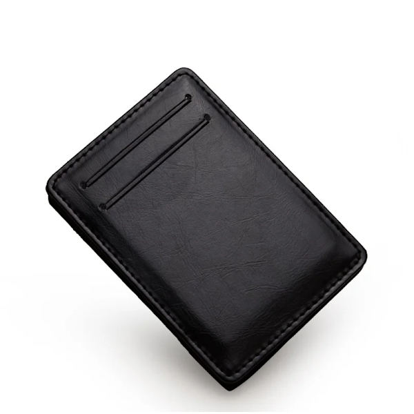 Ny tunn vertikal herrplånbok Liten PU-läder elastisk bandväska Mini solid ID-korthållare Case för man Brown