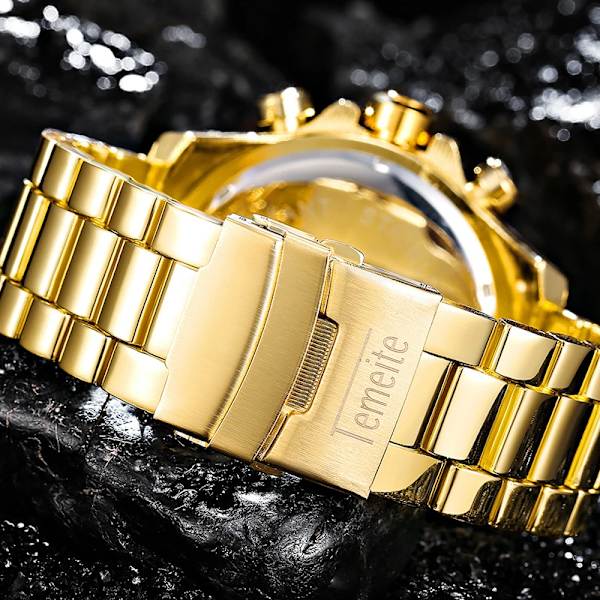 Temeite Golden Watch Herr Lyxmärke Big Dial Guld Herr Armbandsur Vattentät Business Herr Watch Relogio Masculino 2021 full silver