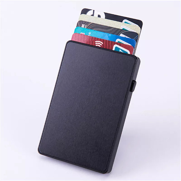 Bisi Goro herrplånbok tunn RFID-blockerande popup-knapp Case Aluminium Enkelkorthållare Box Smart plånbok X-64-Black