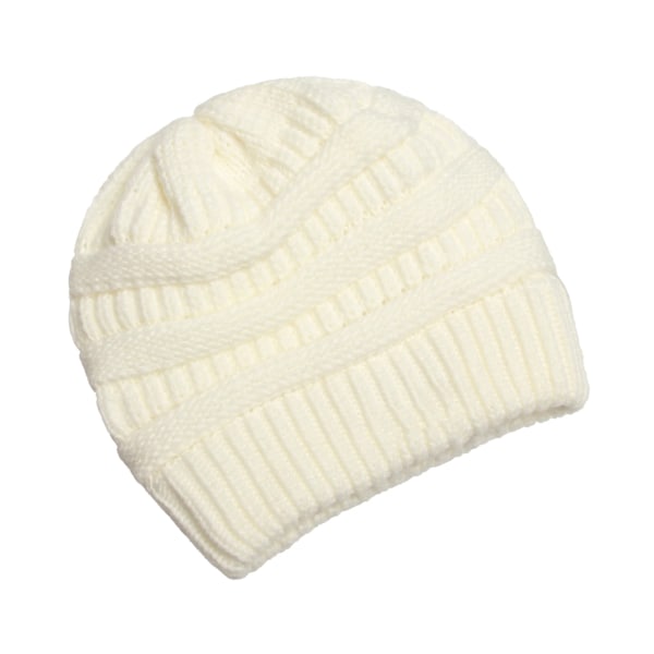 25 Färgade Enfärgade Beanies Kvinnor Stickade Beanie Hatt Mode Höst Vinter Varma Hattar SkulliesCap För Kvinnor White
