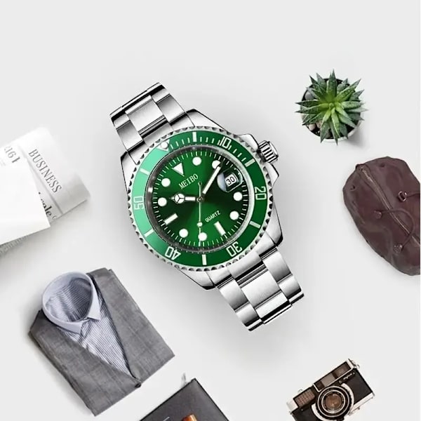 Watch Casual Montre Homme Business Män Watch Kalender Grönt vatten Wok Ghost Sport Män Armbandsur Blue