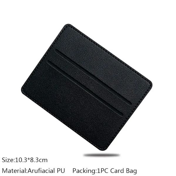1st Transparent korthållare ID-hållare Män Kvinnor Enkelt resor Lichee Läder Bank Business ID-kort Case Smal myntväska black