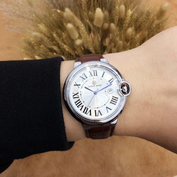 PABLO RAEZ 2023 Nytt toppmärke Lyxmode herrklockor Sportkalender i äkta läder Drop Causla Relogio Masculino With date Black 42mm