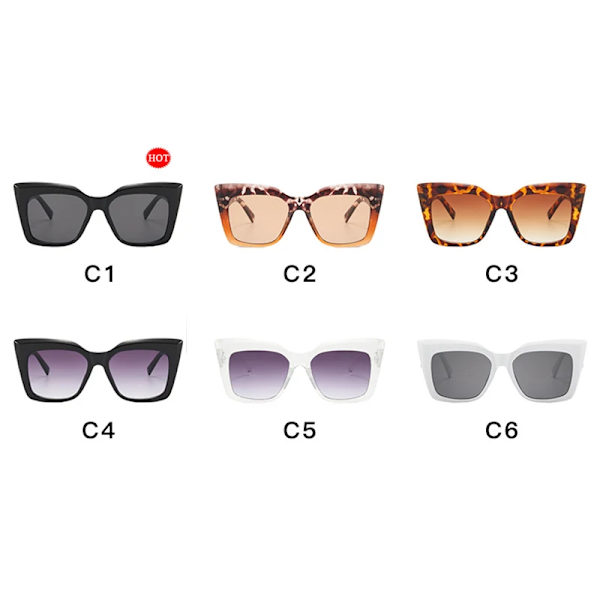 HKNA Cat Eye Solglasögon Kvinnor Lyxiga Fyrkantiga Oversized Glasögon Stor Båge Gradient Shades för Kvinnor Gafas De Sol LeopardTeaTea free cloth