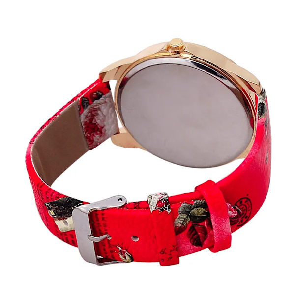 Kvinnor Stora Klockor Mode Lyx Kristall Paris Eiffel Tower Klockor Kvinnor Läderband Quartz Armbandsur Casual Damklockor red