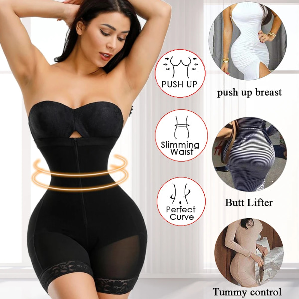 Kvinnor Slimming Body Shaper Fajas Colombianas Seamless Butt Lifter Bodysuits Push Up Shapewear Underkläder Korsett Waist trainer BLACK L