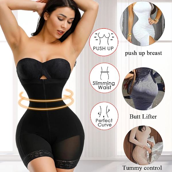 Kvinnor Slimming Body Shaper Fajas Colombianas Seamless Butt Lifter Bodysuits Push Up Shapewear Underkläder Korsett Waist trainer BLACK XL