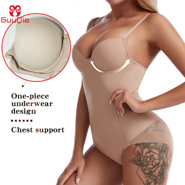 GUUDIA Kroppsformare för kvinnor Push Up Form Cup Shapers Bantning Shapewear Sömlösa Body Shapers Waist trainer Butt Lifter mesh butt-black L