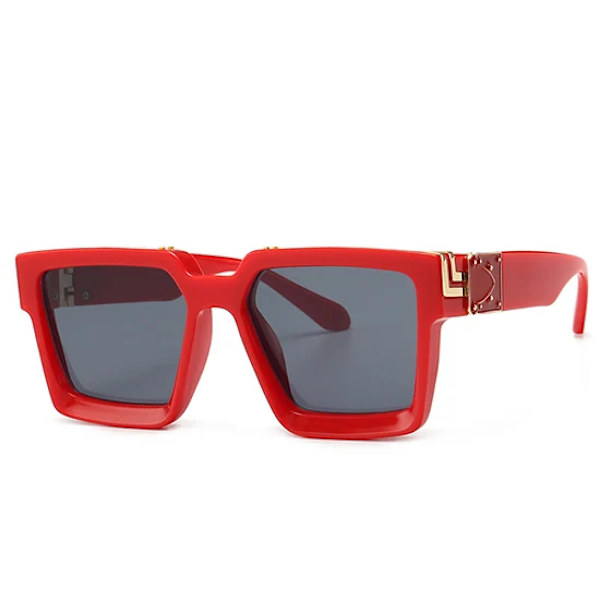 SHAUNA Retro Square Solglasögon Dam Ins Populära Solglasögon Herr UV400 Red Gray as the picture
