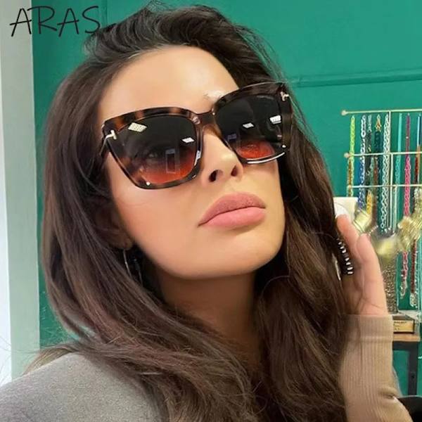 Mode Cat Eye Solglasögon Dam Lyxmärke Trendiga Oversized Cateye Solglasögon Dam Gradient Solglasögon Big Frame Glasögon C4 Brown With the box