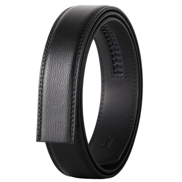 Inget spänne 3,5 cm bredd koskinn bälte i äkta läder herr utan automatisk spänne hane Svart Brun Blå Grå Vit B509 S8 130cm