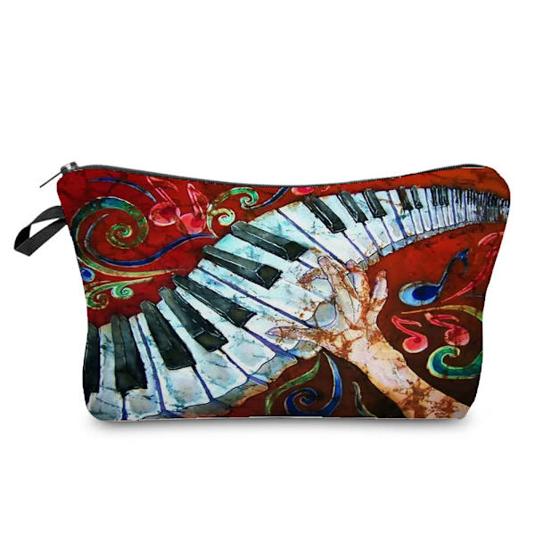 Högkvalitativ organizer Bärbart case Piano Gitarrmålning Dam Sminkväska Värmeöverföring Musiknoter Print Kosmetiska väskor hz7334 Music Bag