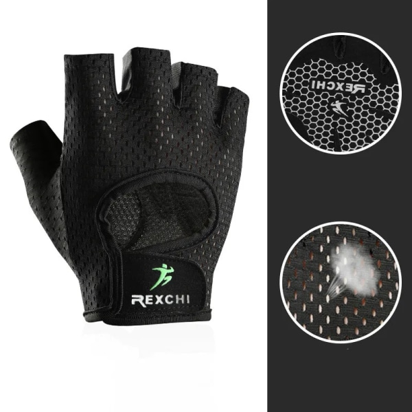 Professionella fitness Halkfri yogaträning Halvfinger Män Kvinnor Power Tyngdlyftning Handskydd Cykeltillbehör Black M