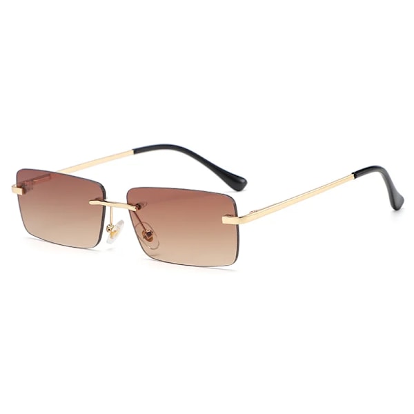 Mode rektangel Solglasögon Kvinnor Män Små båglösa Solglasögon Kvinna Man UV400 gafas de sol Glasögon Skärmar Glasögon gradient gray A