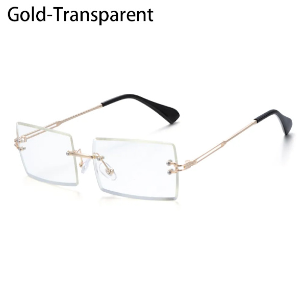 Resestil Båglösa bergsbestigningssolglasögon 2022 Nyaste små rektangulära solglasögon UV400 solglasögon för män kvinnor glasögon Gold-Flat mirror