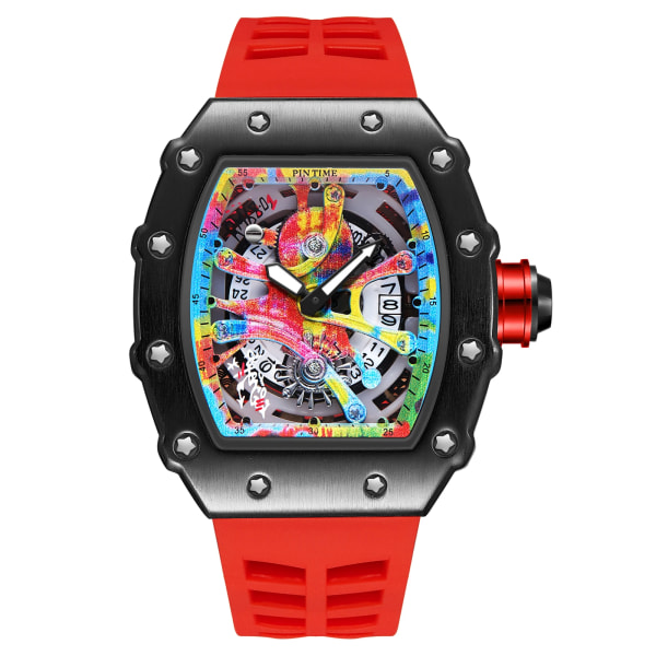 Modern design watch Sport lysande vattentät militärautomatisk watch för man pojkar Silikonrem Tonneau-urtavla QT336-2