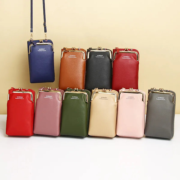 Ny Clip Designer Telefonficka Axelväska för Kvinnor Mjukt Pu Läder Kvinna Små Crossbody Väskor Dam Messenger Handväska Handväska Red
