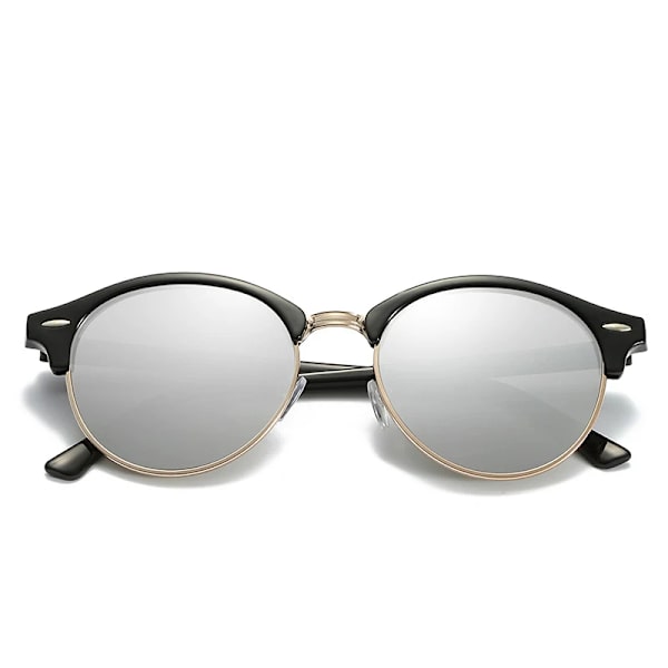 SIMPRECT Polarized Solglasögon Dam UV-skydd Runda solglasögon Män Lyxmärke UV400 Högkvalitativa solglasögon för kvinnor Silver-Mirror Silver In picture