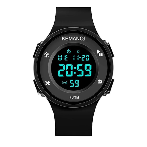 YIKAZE Multifunktions Watch för män LED Digital watch Stor urtavla Vattentät Lysande Herr Watch Elektroniska klockor C-Black