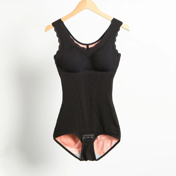 Gobetter slimmande underkläder för kvinnor Vinter sammet thermal bodysuit Sexig Body Shaper Postpartum Buken Shapewear black L