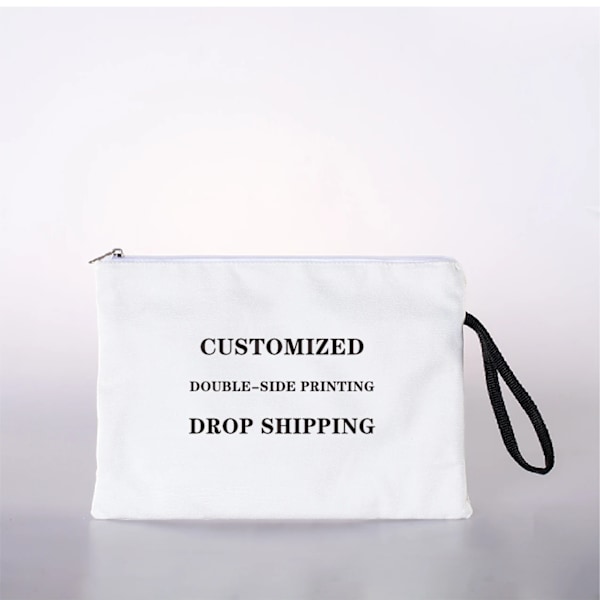 Printed kosmetisk väska med dragkedja i bomull Sminkväska för kvinnor som gåva till kunder Anpassa min logotyp förvaringsväska Type 1