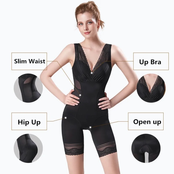 ZYSK Slimming Shapewear för kvinnor Magkontroll Kroppsformare Krok Midja Bodysuits Sömlösa underkläder Fast waist trainer Plus storlek 3XL ZYSK087 black XL