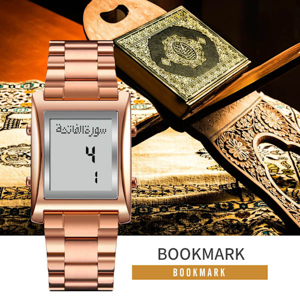 Azan Watch efter muslimsk bön med Qibla Compass Islam Al-Harameen Fajr Time Clock Inkludera Hijri-kalender gold