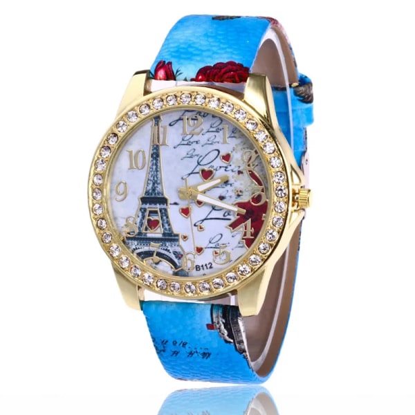 Nya Lyxiga Damklockor Mode Eiffeltornet Diamant Damklocka Flickor Vackert watch Damklänning Klocka Watch Gray