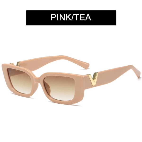 HOOBAN Mode Cat Eye Solglasögon Dam Lyx V Solglasögon För Dam Klassiska rektangulära körskydd utomhus UV400 C4 PINK TEA As Picture