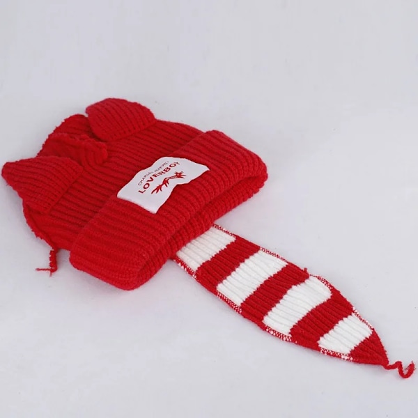 Söt Mode Huva Cap Loverboy Katteöra Stickad Hatt Dubbellager Varm Grisöra Hatt Nisch Design Hip-Hop Personlighet Kalla Hatt E18 red TW tail M 56-58cm
