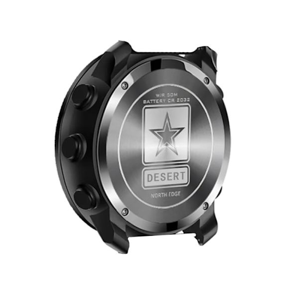 NORTH EDGE DESERT Watch för män Höjdmätare Barometer Kompass Militär Armé Smartwatch Simning Löparklocka Vattentät 50m Black rubber strap
