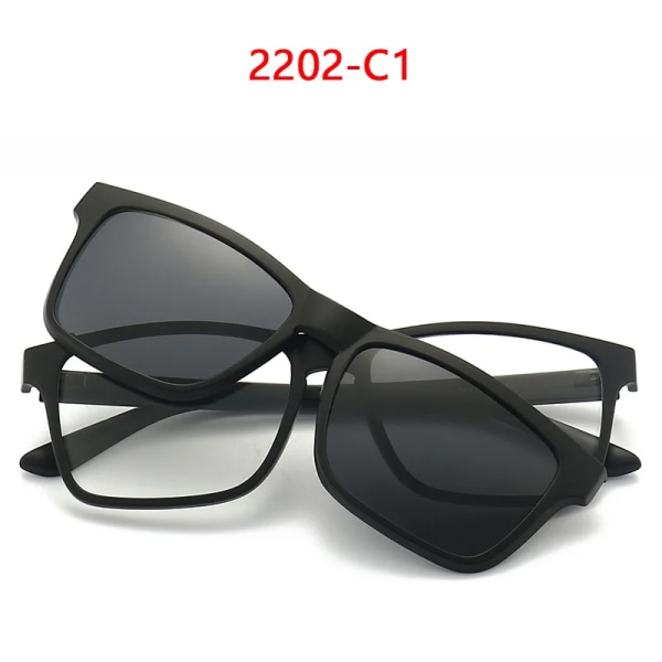 5PCS Magnetisk polariserad klämma på solglasögon Damer Män Plastram för nattkörning Solglasögon UV400 2202A-C1-Polarized