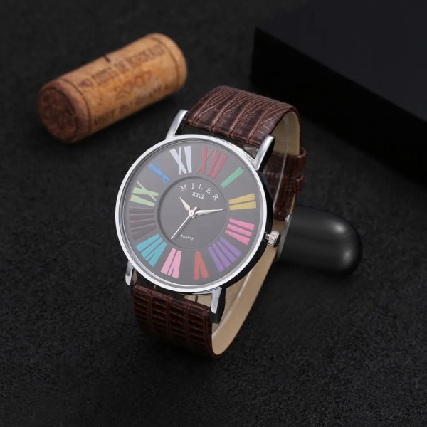 Relogio Feminino Kvinnor Stora Klockor Miler Mode Färgade romerska siffror Läderband Quartz Watch Casual Damklockor Klocka White