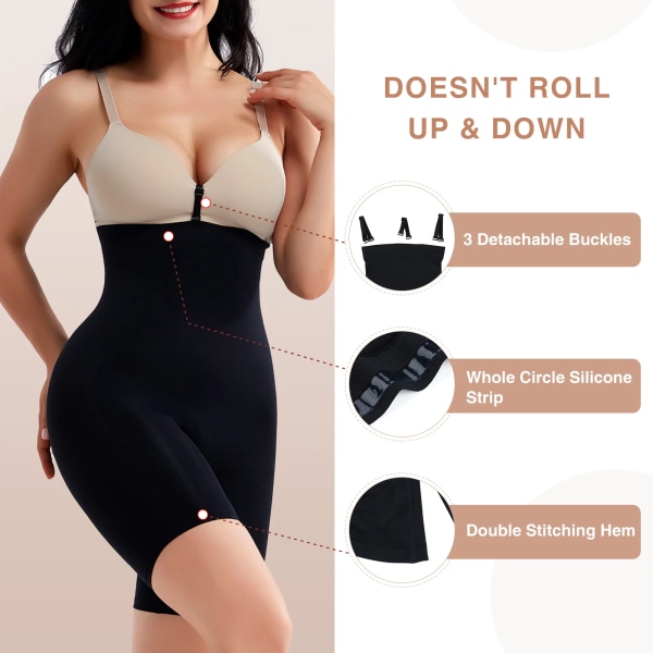 Skims Dupes Kvinnors hög midja Body Shaper Butt Lifter Shapewear Trainer Mage Control Trosor Seamless Thigh Slimmers Cincher Black 5XL