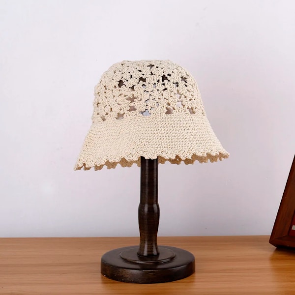 Virkade mössor, hinkhatt, beanie, basker, kepsar för kvinnor, platta kepsar, lyxiga designermärken, sommarhatt, capjacqueus-hatt Beige 56-58cm