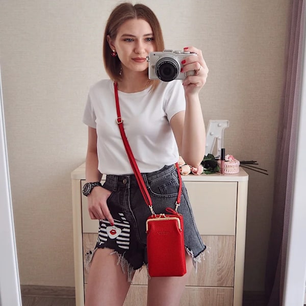 Mode Kvinnor Mini Crossbody-väska & handväskklämmor Telefonpaket Kvinnlig Clutch-plånbok Damer Liten handväska Pu-läder Axelväskor Gray