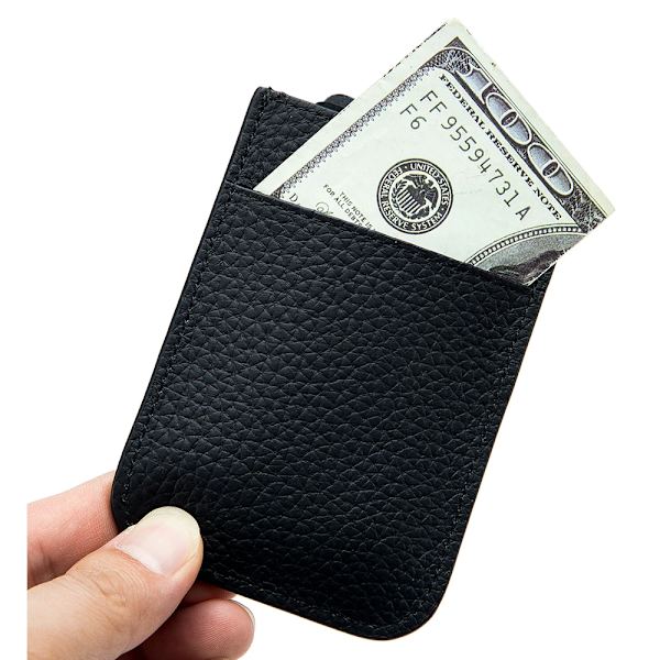 Smal korthållare i äkta läder Snabb åtkomst dragflik RFID-foder Mjuk kohud Män Kvinnor Bärbar cover. Black