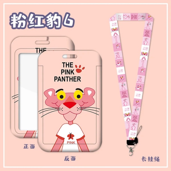 Pink Panther Hållare Anime Badge Anti-Lost Lanyard Student måltidskort Skyddsärm Busskort måltidskort hänge PP-6