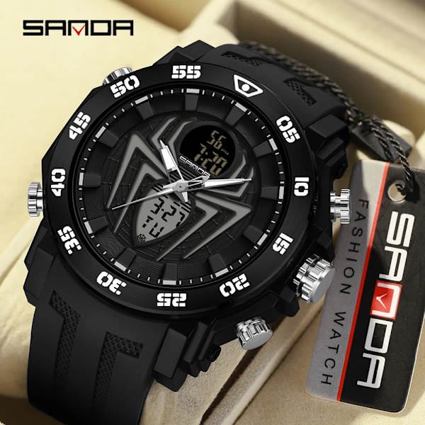SANDA Herr Militärklockor Mode Watch Analog Elektronisk LED Armbandsur För Man Klocka Relogio Masculino Vattentät 50M Army green 1