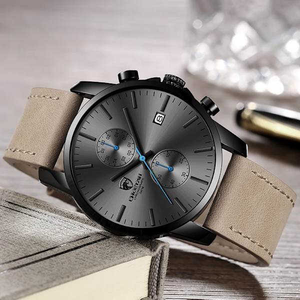 2021 Watch CHEETAH Märke Mode Sport Kvartsklockor Herr Läder Vattentät Chronograph Clock Business Relogio Masculino S Red Box
