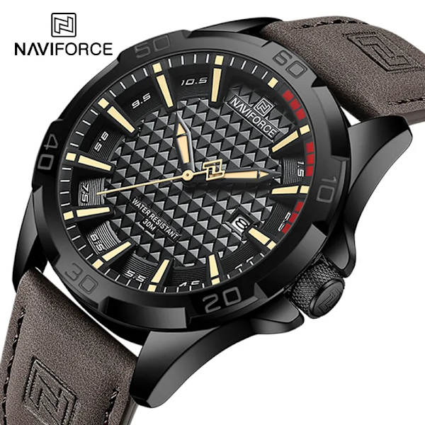NAVIFORCE Herr Casual Militär Quartz Watch för män Läder Vattentät klocka Relogio Masculino NF8023 BYDBN-BOX