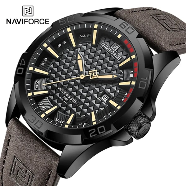NAVIFORCE Herr Casual Militär Quartz Watch för män Läder Vattentät klocka Relogio Masculino NF8023 SYLBN-BOX