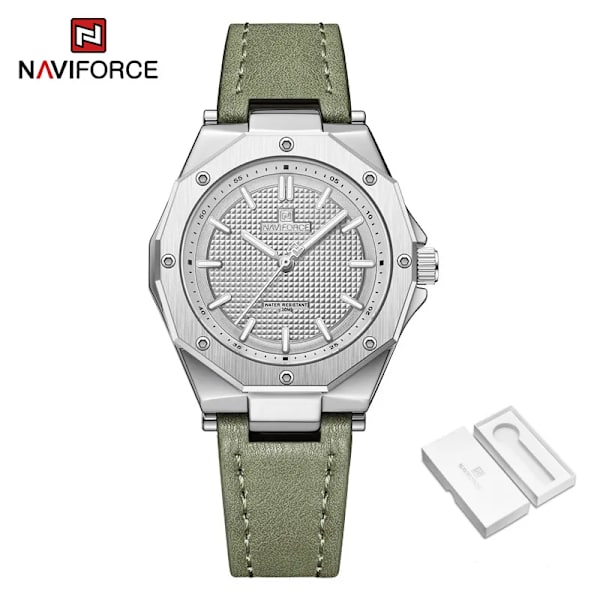NAVIFORCE Quartz Läder Armband Lyx Kvinnor Enkel Populär Watch Vattentät Kvinnor Klockor Kvinnor Watch Mujer SWGN-BOX