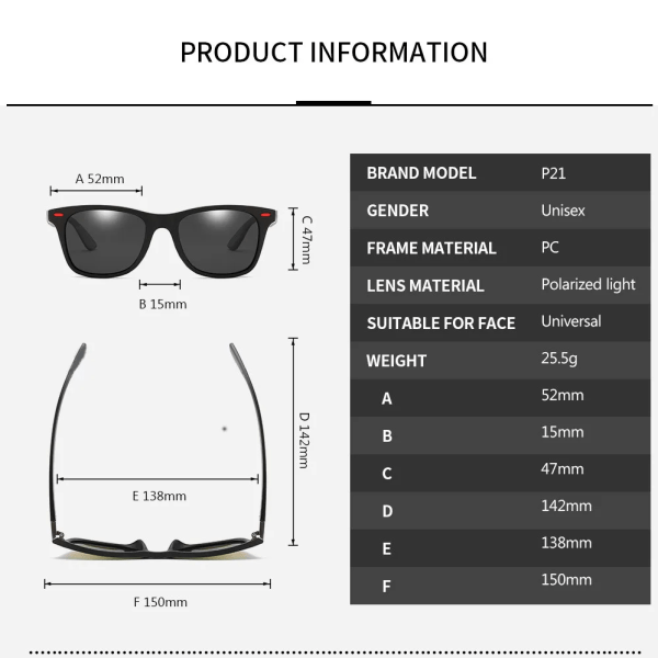 ZXWLYXGX Klassiska polariserade solglasögon Herr Dam Märkesdesign Kör fyrkantig ram Solglasögon Man Goggle UV400 Gafas De Sol C2 Polarized