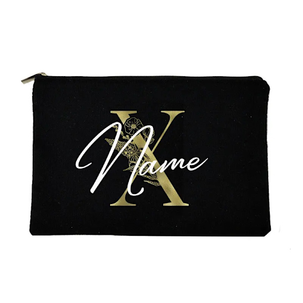 Personliga initialer Sminkväska Brudtärna Maid of Honor Semester Canvas Monogram Kosmetisk påse Bröllop möhippa Present X