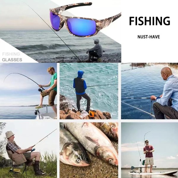 Mode Camo Polarized Solglasögon Män Kvinnor Stresståliga linser Vindsandsäkra mörka solglasögon Man Fiske Cykling UV400 5105C7MatteBlack