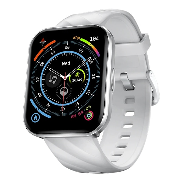 Världspremiär KUMI KU6 Meta Smart Watch 1,96 tum NFC Smartwatch Bluetooth Call Sport Pulsmätare IP68 Vattentät Silver