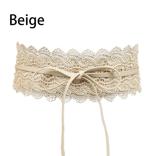 Modebal Blommor Spetsbälten Festklänning Själv bred slips Brudband Midjeband Kvinnor Trendig Elegant beige 220cm